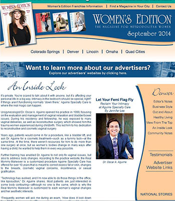 Dr. Aguirre in Women's Edition Magazine September 2014